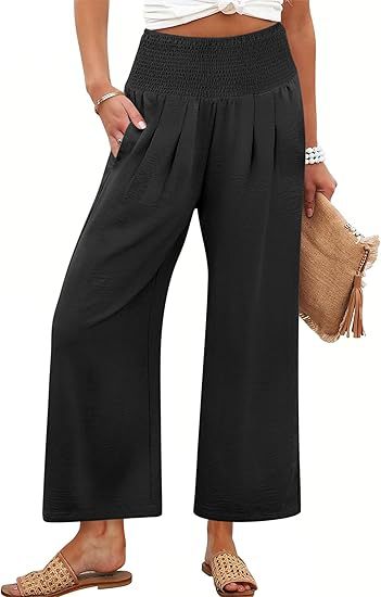 Springautumn Solid-color Womens Cropped High-waist Pants