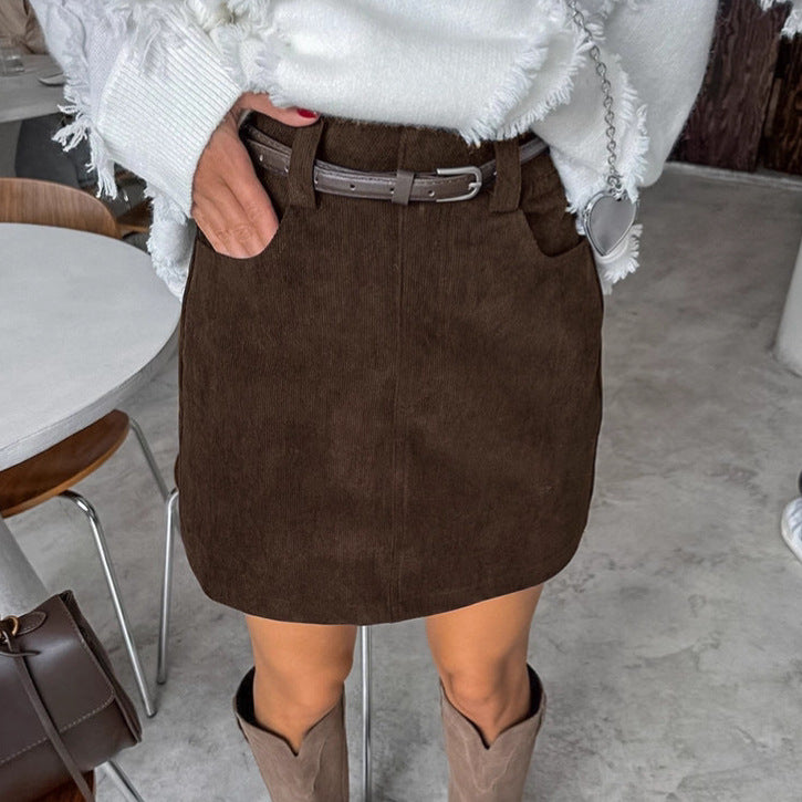 Retro Corduroy Casual Skirt For Women