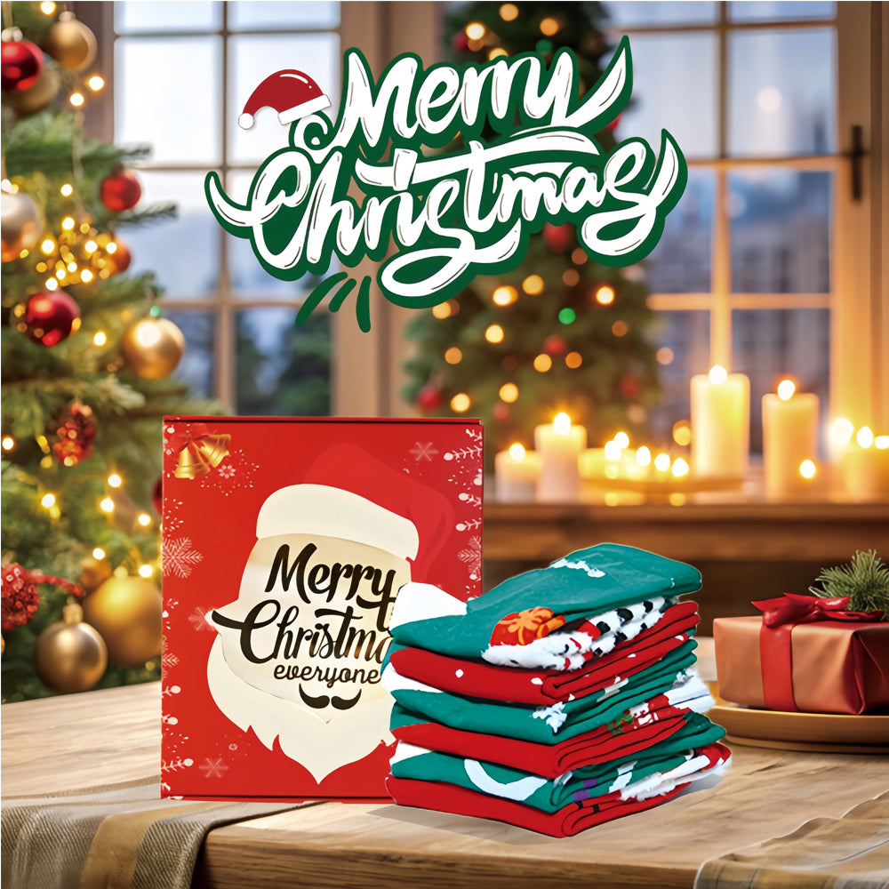 6 Pairs Christmas Stockings Gift Set - Soft Plush Xmas Stockings With 6 Greeting Cards & Festive Gift Box