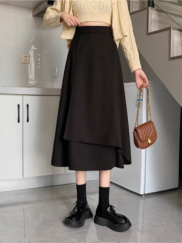 Women's High Waisted Figure Flattering Asymmetrical Skirt