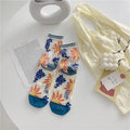 Retro Personality Breathable Glass Silk Socks Japanese Bright Color Socks