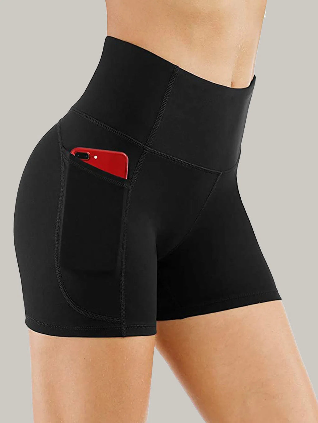 Plus Size Yoga Biker Shorts With Pockets High Waist, Tummy Control Gym Leggings
