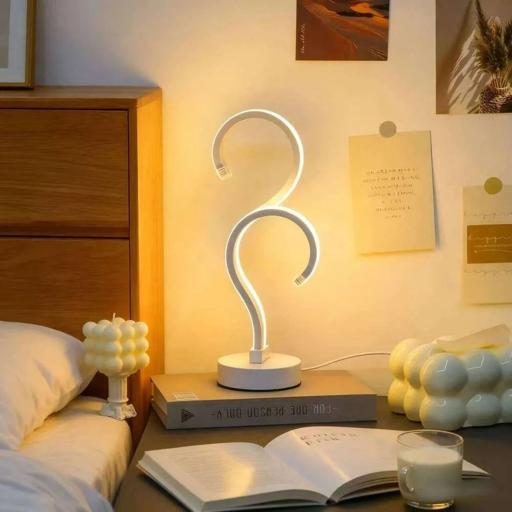 Creative Double Question Mark Elegant White Desktop Lamp, USB Power Supply - Three Color Lighting, Suitable For Bedroom