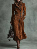 New Women's Clothing Fall Winter Coat Lapel Western Style Suede Long