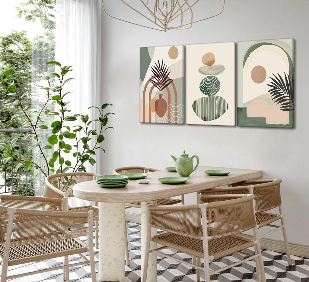3 Pcs Boho Art Wall Decor Canvas Wall Art  Decor Stretched And Framed Ready To Hang Size 12 X 16in