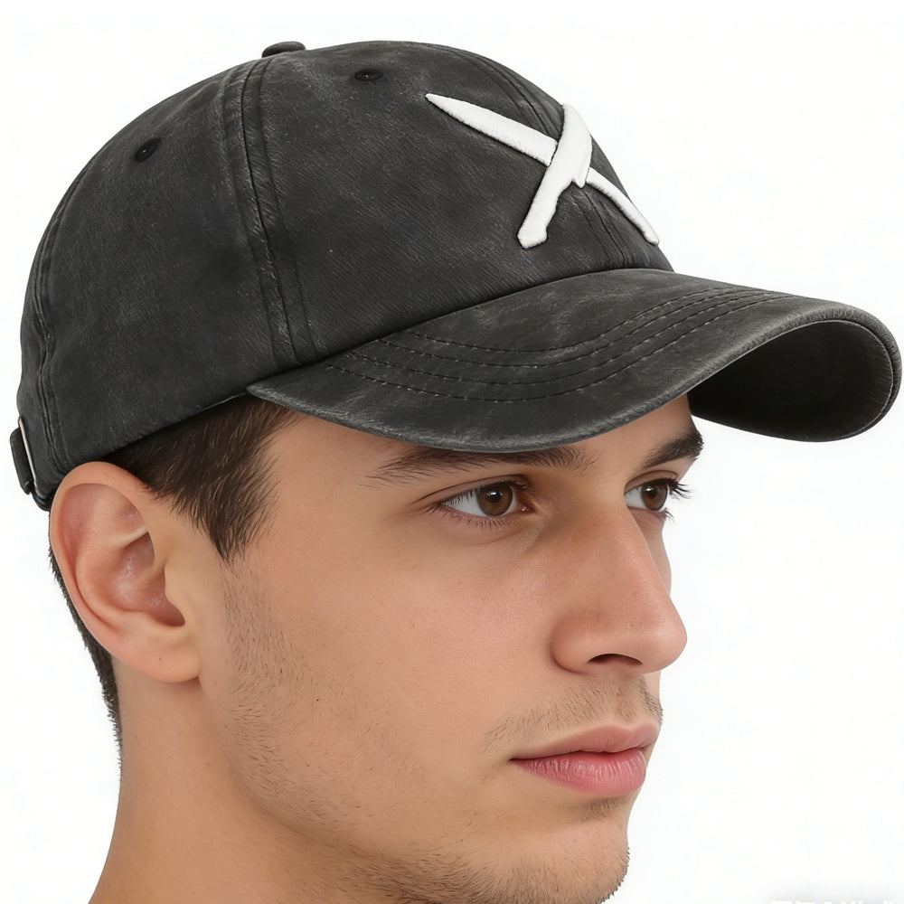 2pcs Knives Black Hat For Women Men, Adjustable Embroidered Wash Cotton Baseball Cap