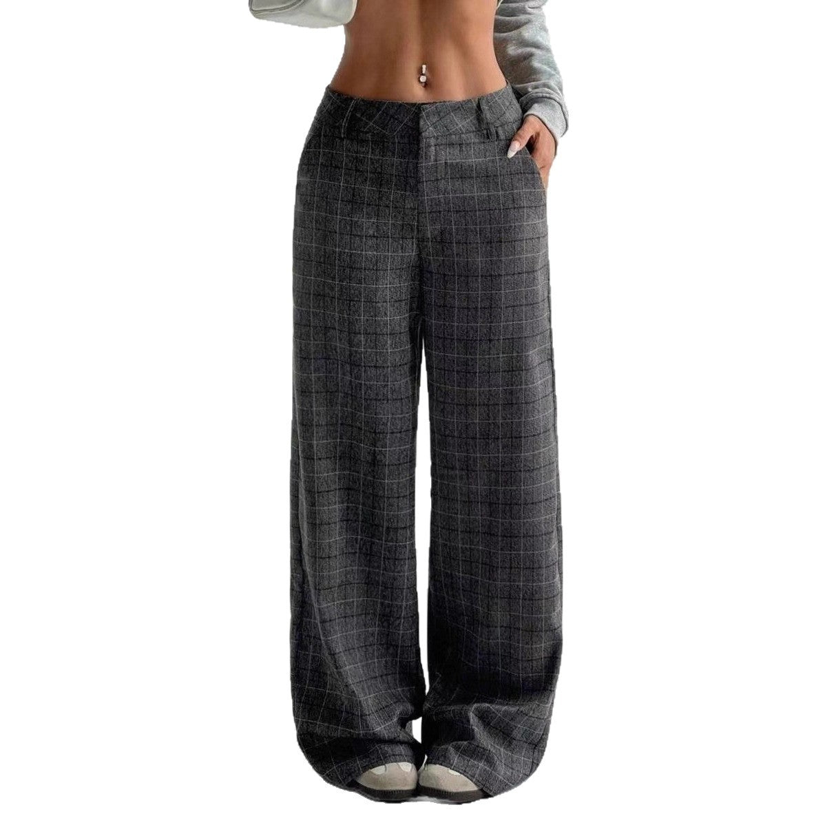 Women's Printed Plaid Pants With Pockets
