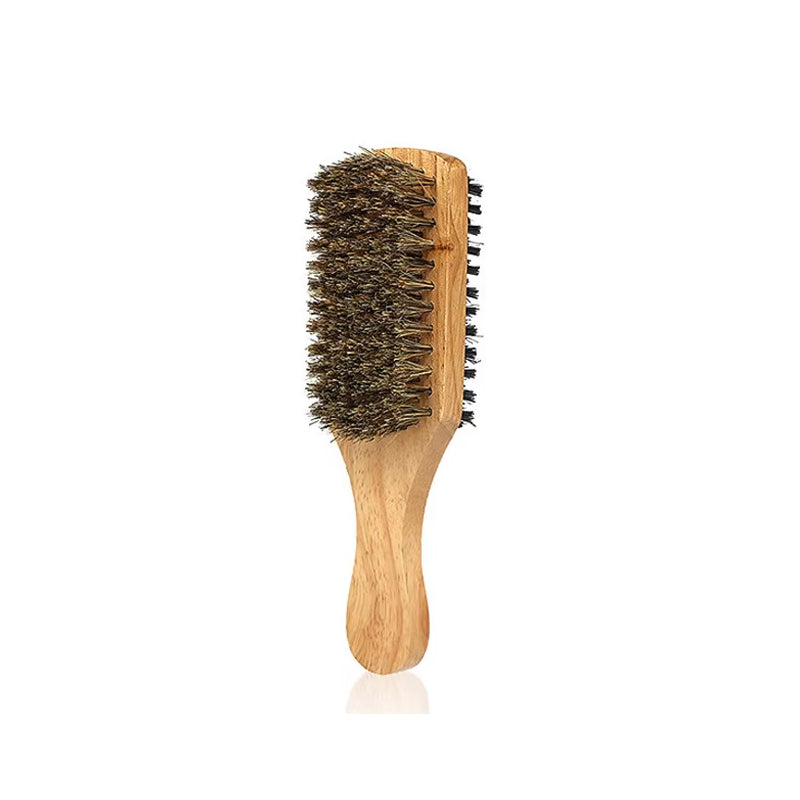 Men's Double Sided Beard Brush Portable Styling Tool With Mane Wood Handle Perfect Travel Companion