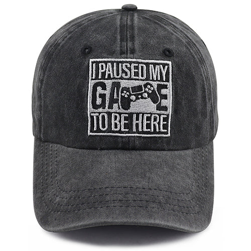 2pcs I Paused My Game To Be Here Baseball Cap,Gamer Gifts For Men Women, Adjustable Embroidered Wash Cotton Baseball Cap