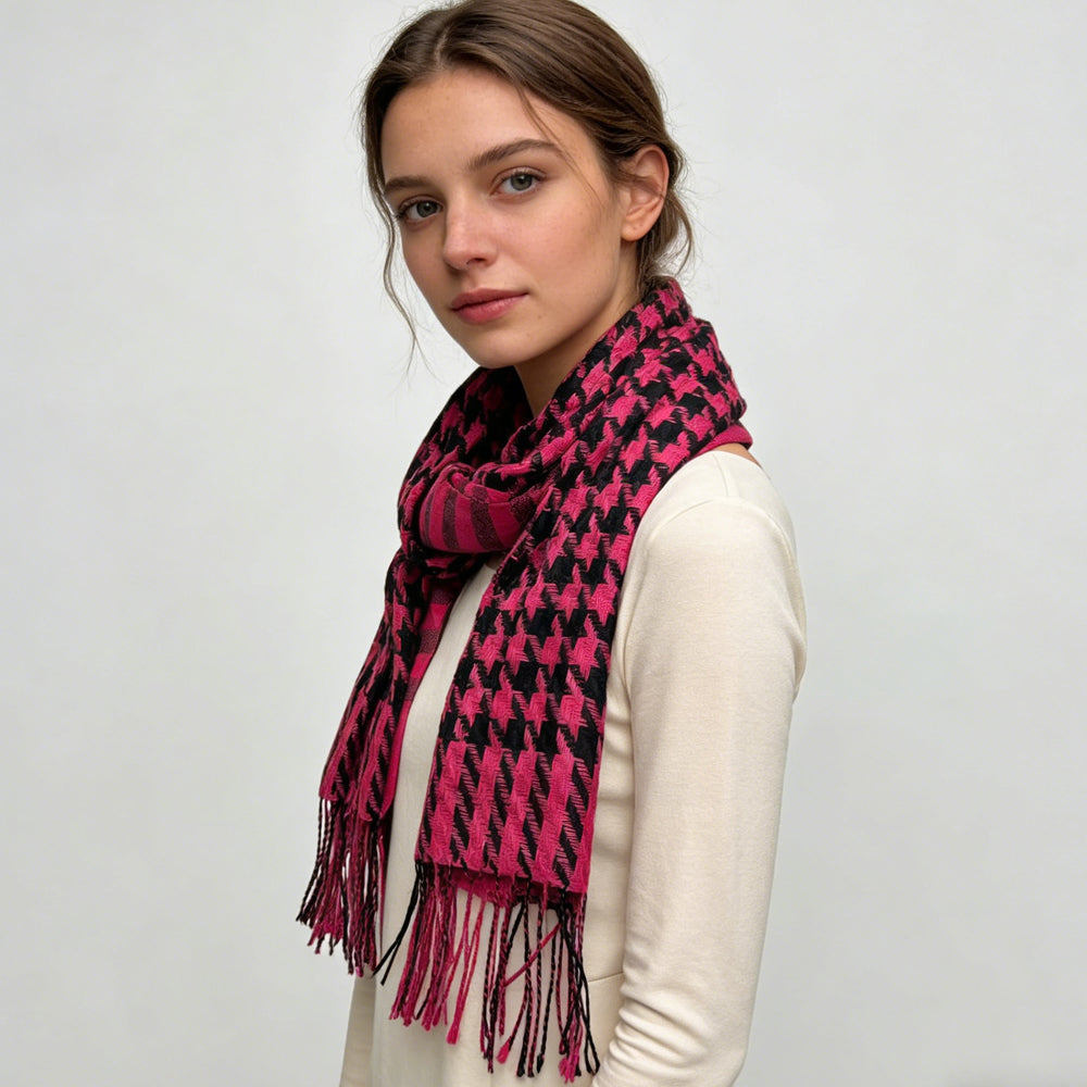 2pcs Textured Plush Jacquard Weave Traps Warmth Scarf ,Luxe Look For Evening Wear,Scarf,vacation,daily Life,evening Party,Office Appropriate Subtlety For Women Men