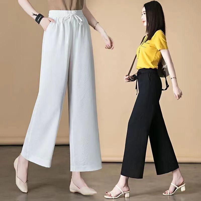 Plus-size Drawstring Straight-leg Casual Pants