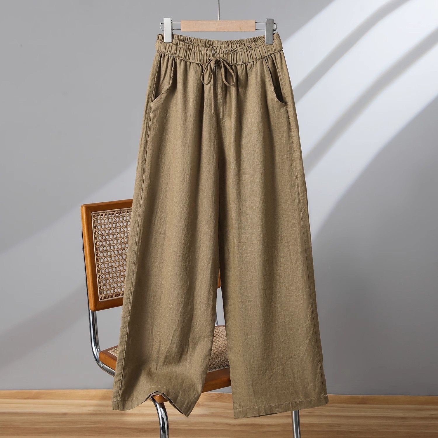 Plus-size Drawstring Straight-leg Casual Pants