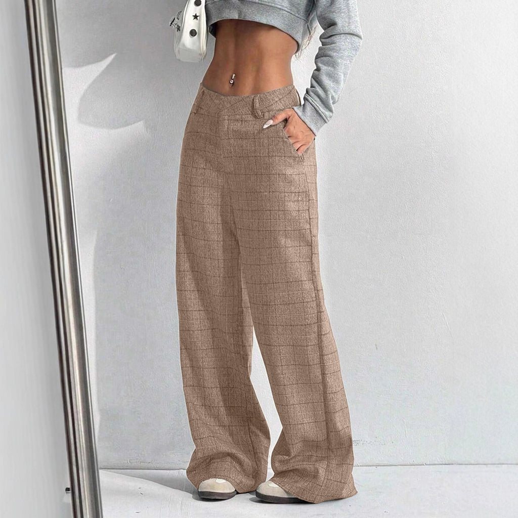 Women's Printed Plaid Pants With Pockets