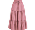 European And American Solid Color Stitching Ruffle Elastic Pocket Skirt