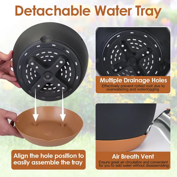 4Pcs Hanging Planter With 9.64In Diameter Drainage Holes Removable Self-Watering Tray Plastic Hanging Flower Plant Pots For Indoor Outdoor Herb Ivy Fern