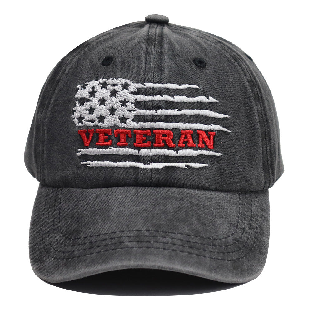 2pcs USA Patriotic Military Hat,Distressed Veteran Army Hat For Men Women, Adjustable Embroidered Wash Cotton Baseball Cap