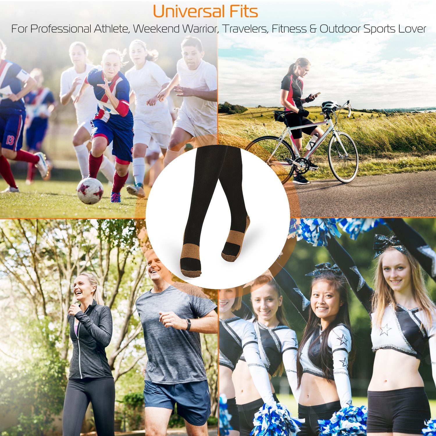 Unisex Copper Compression Socks Women Man Durable Hose Graduated Support Socks For Running Nursing Shin Splints Edema Swelling Recovery