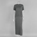 Minimalist Designed Knit Womens Short Sleeve Skirt Set