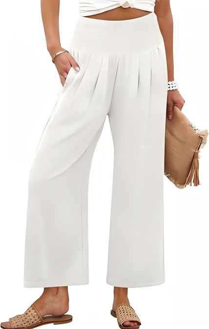 Springautumn Solid-color Womens Cropped High-waist Pants