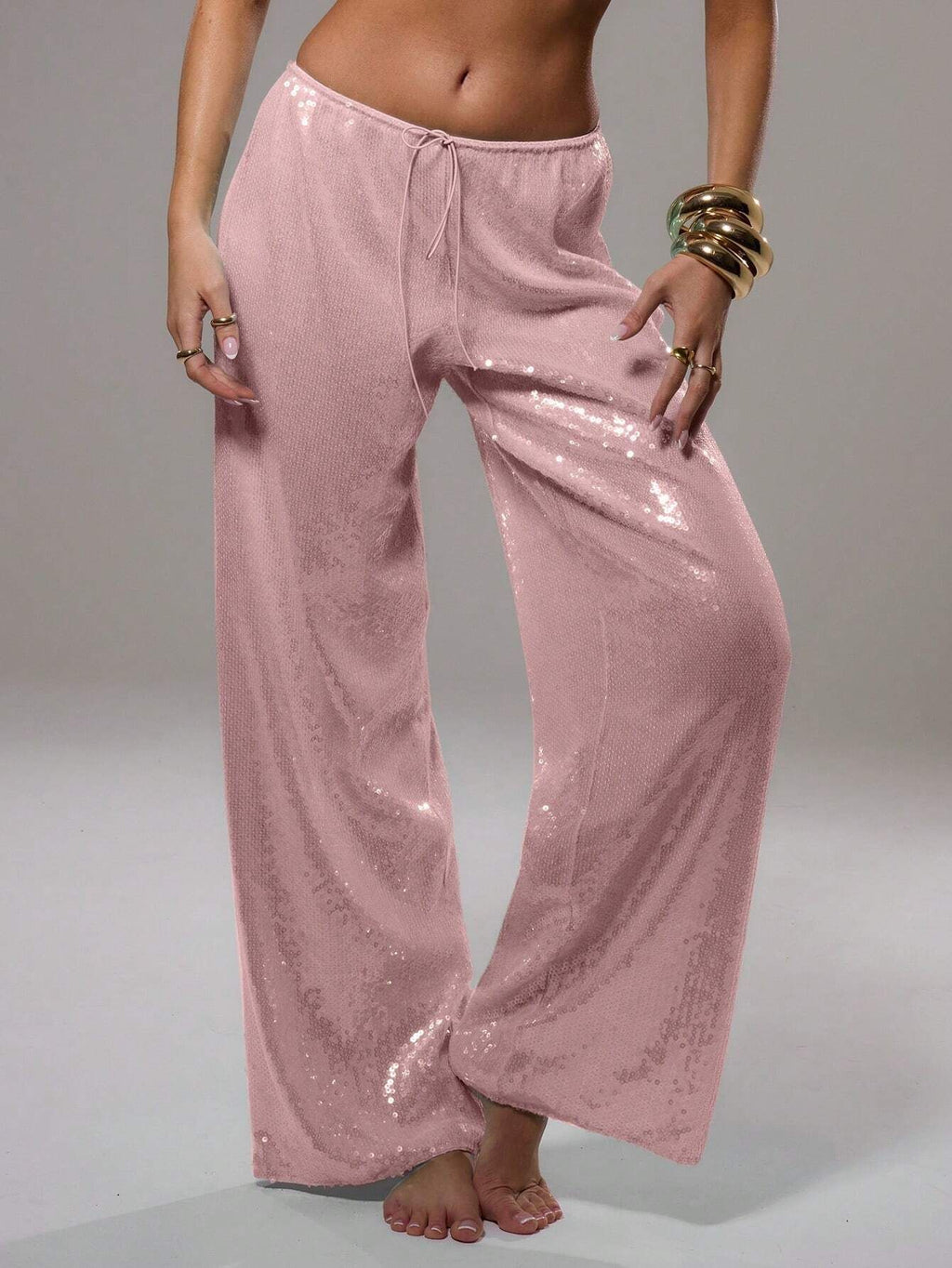 Casual Women's Clothing Loose Sequins Slim Trousers