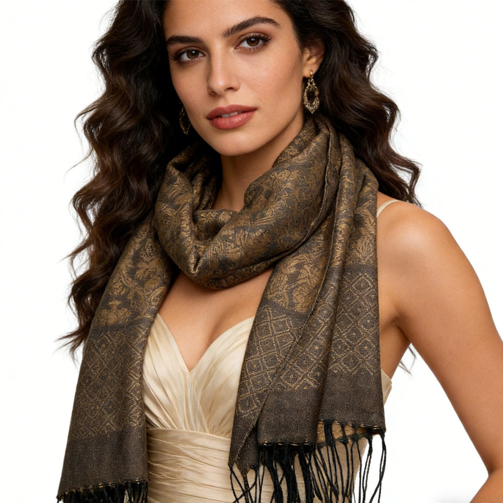 2pcs Tweed Look Sophisticated C Amel Business Casual Scarf  ,Luxe Look For Evening Wear,Scarf,vacation,daily Life,evening Party,Office Appropriate Subtlety For Women Men