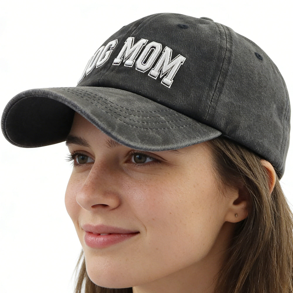 Dog Lover Baseball Cap Dog Mom Hats For Women, Adjustable Embroidered Wash Cotton Baseball Cap
