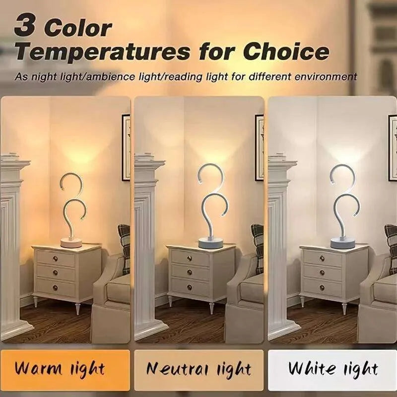 Creative Double Question Mark Elegant White Desktop Lamp, USB Power Supply - Three Color Lighting, Suitable For Bedroom