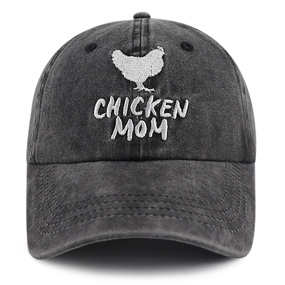 Set Of 2 Pcs Chicken Dad And Chicken Mom Hat, Funny Adjustable Washed Cotton Embroidered Farm Baseball Cap