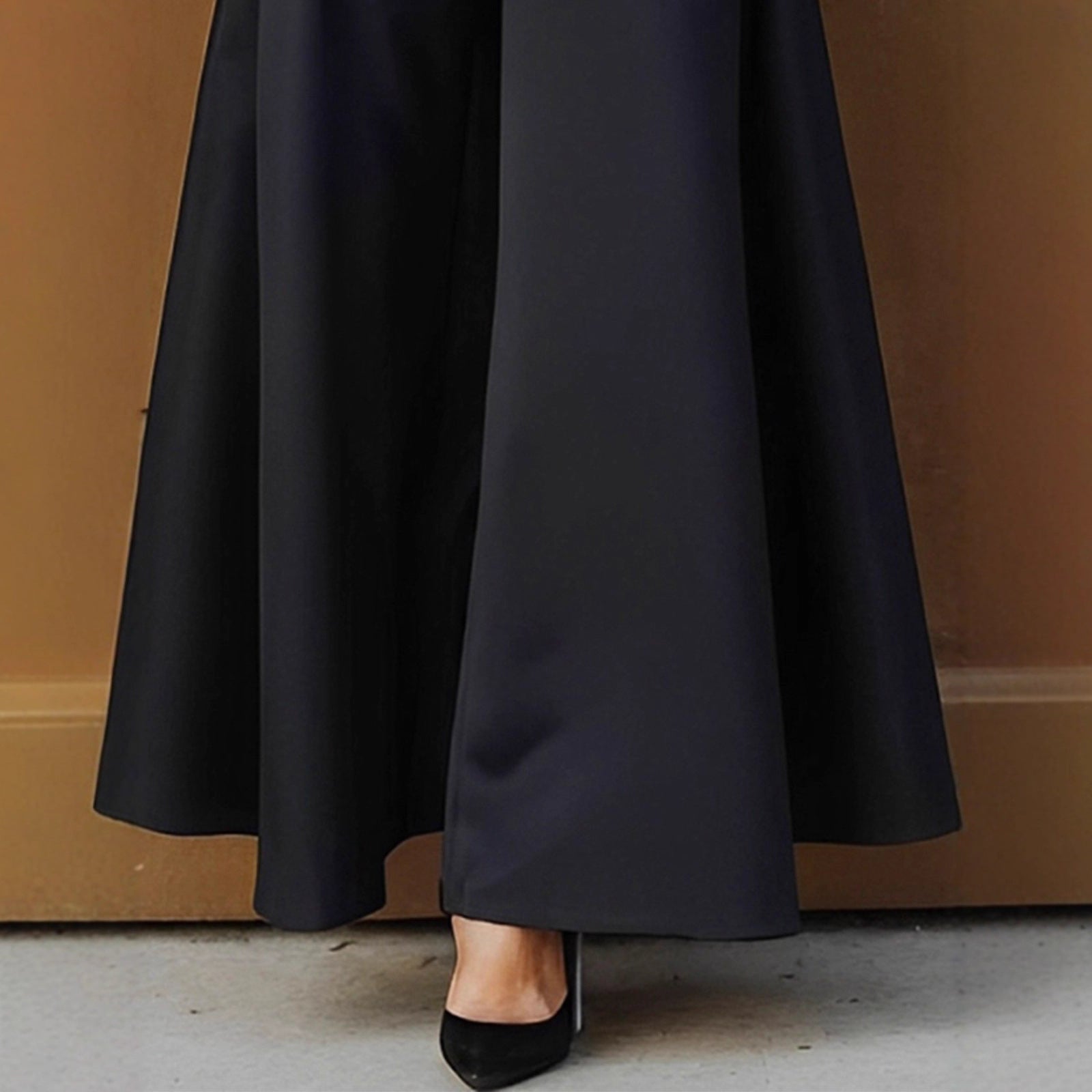 Cities Solid Color Wide-leg Pants No Belt