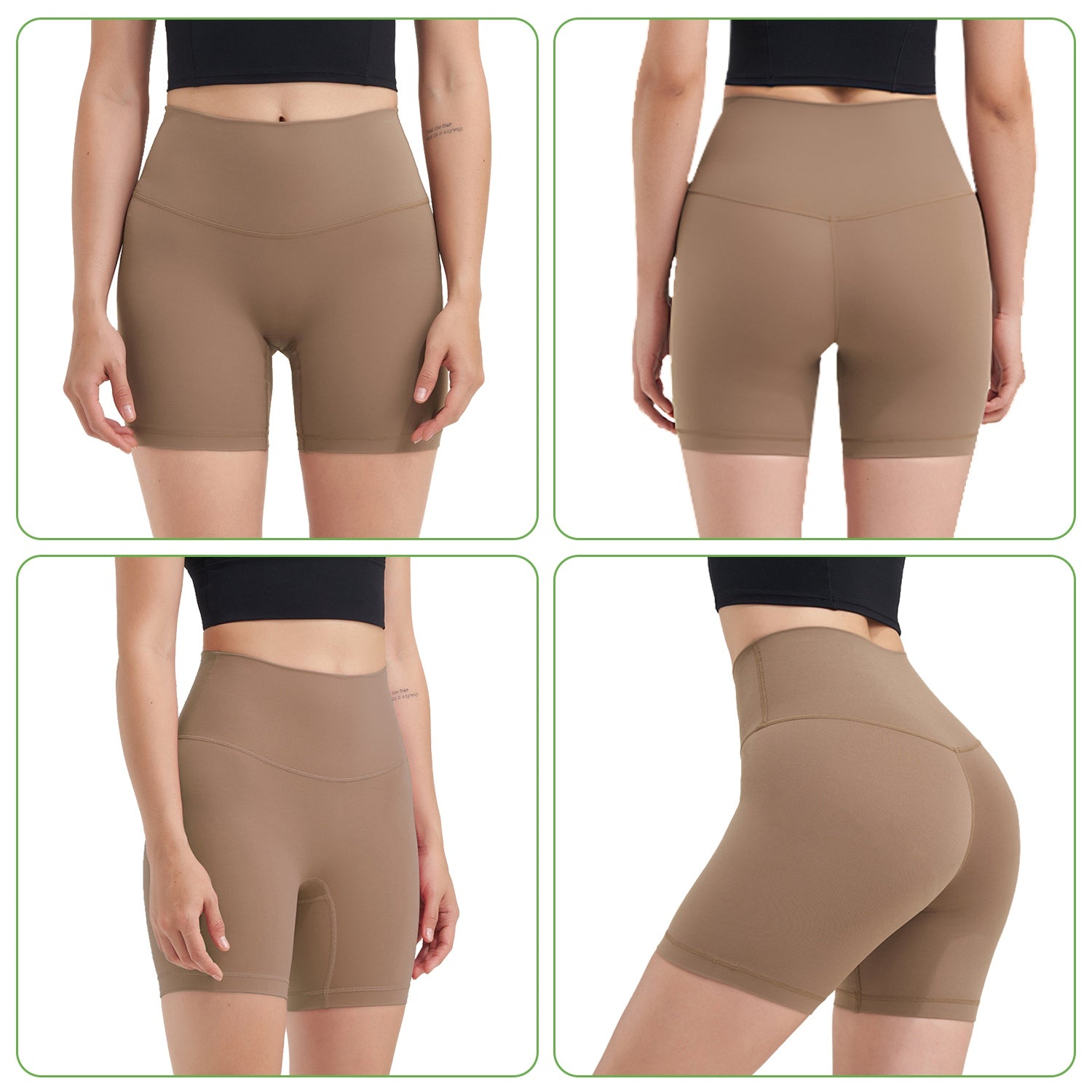4 Sizes-5 Colors Option -- 1Pc Women's High Waist Biker Shorts Tummy Control Pants Athletic Leggings Spandex Booty Shorts With 6.3In Inseam No Front Seam For Workout Yoga Running Volleyball Dance