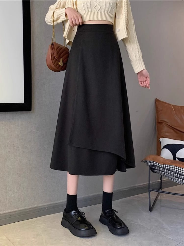 Women's High Waisted Figure Flattering Asymmetrical Skirt