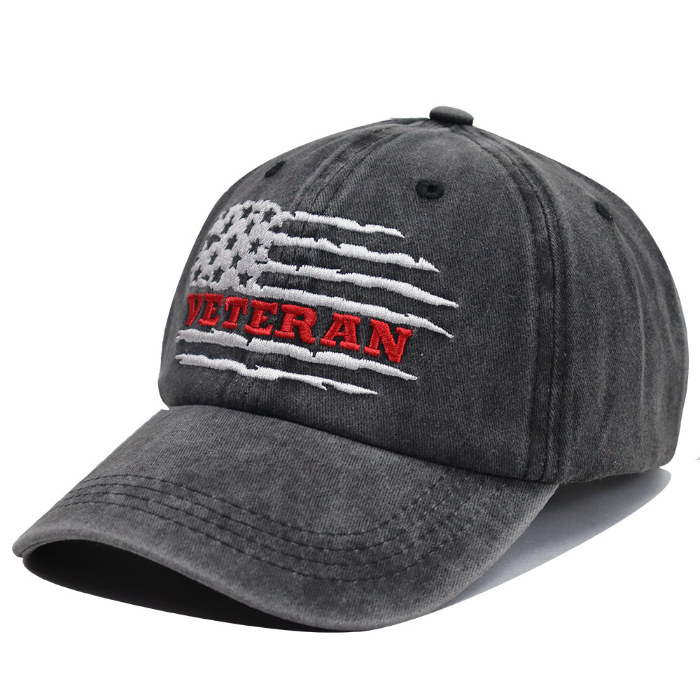 2pcs USA Patriotic Military Hat,Distressed Veteran Army Hat For Men Women, Adjustable Embroidered Wash Cotton Baseball Cap