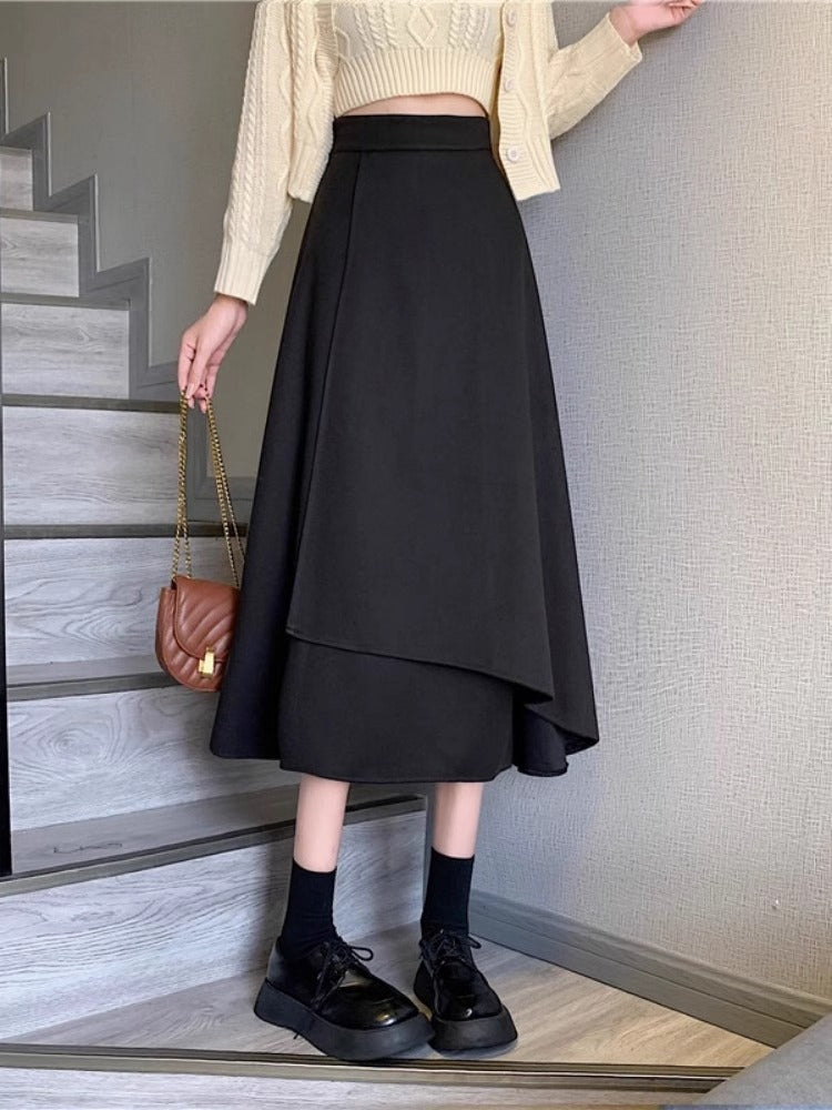 Women's High Waisted Figure Flattering Asymmetrical Skirt
