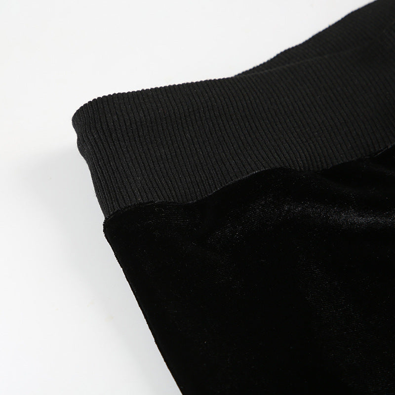 Drilling Low Waist Drawstring Patchwork Slimming Casual Pants