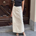 High Waist Slit Workwear Denim Skirt Women's Clothing