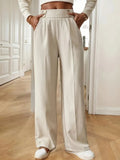 Straight-leg Pants Women's Special-interest Design Solid Color