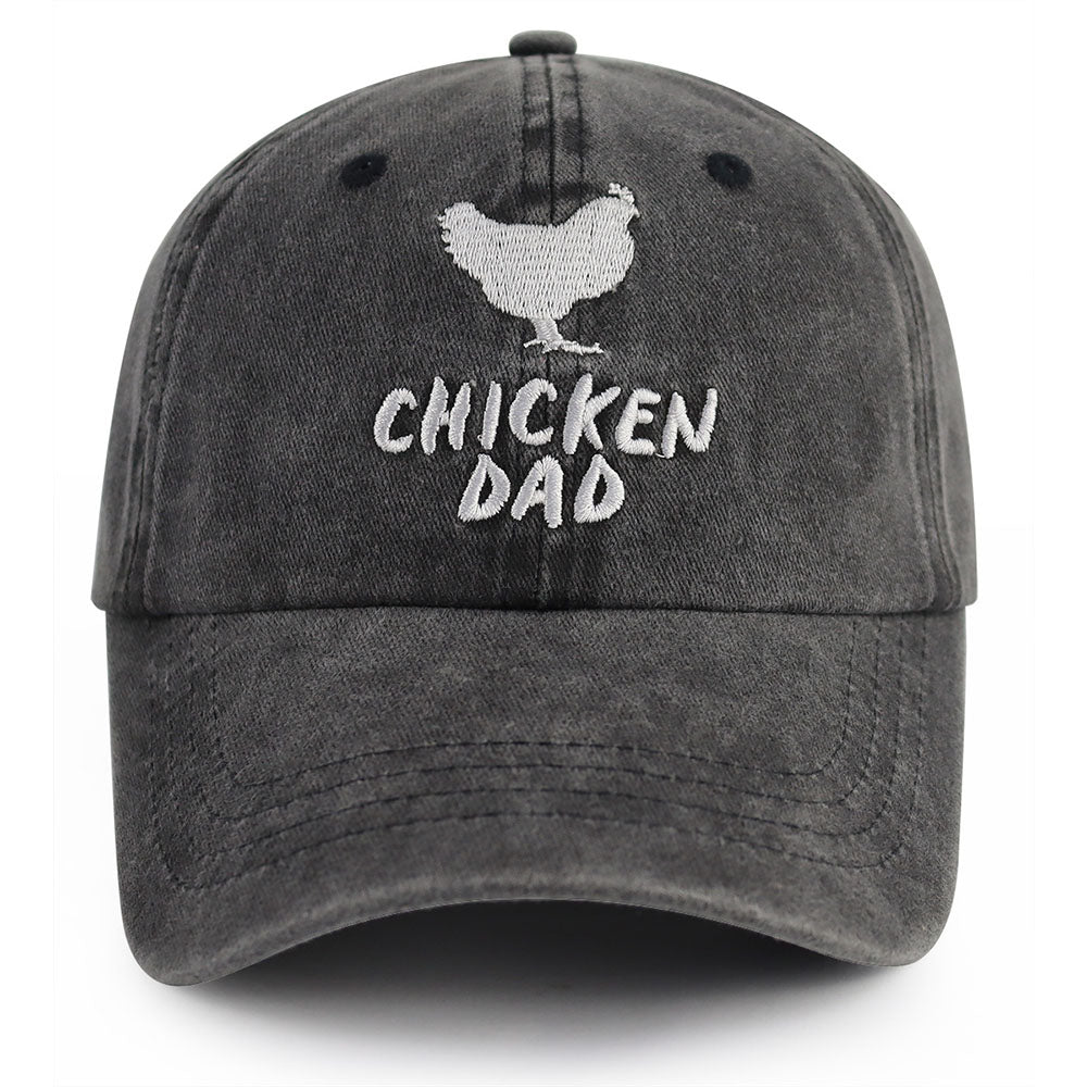 Set Of 2 Pcs Chicken Dad And Chicken Mom Hat, Funny Adjustable Washed Cotton Embroidered Farm Baseball Cap