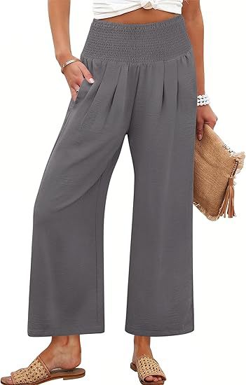 Springautumn Solid-color Womens Cropped High-waist Pants